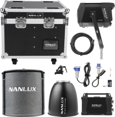 NANLUX Evoke 2400B bodové svetlo v leteckom kufríku a 45° reflektor v mäkkej taške