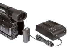 Dual-battery charger compatible with the Sony NP-F series