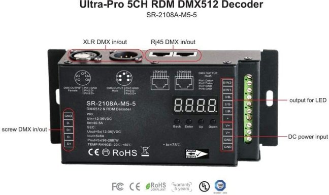 5kanálový dekodér DMX512