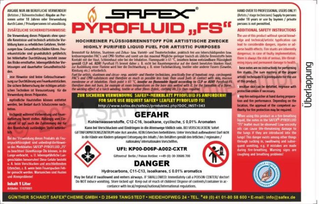 SAFEX Pyrofluid FS Speciální kapalné palivo pro jevištní efekty