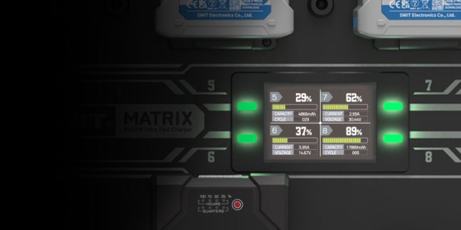 SWIT MATRIX-S8 8×100W ultra rychlá V-mount nástěnná nabíječka