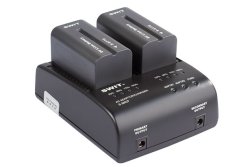 Dual-battery charger compatible with the Sony NP-F series