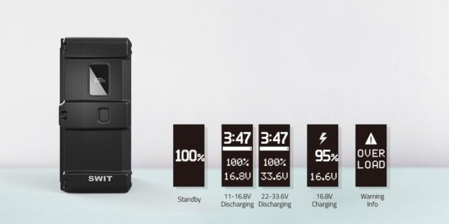 SWIT CIMO-D290S 290Wh Bi-Voltage OLED info Cine V-mount Battery